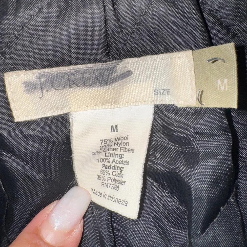 J Crew Men's Black Wool Blend Coat Size Medium